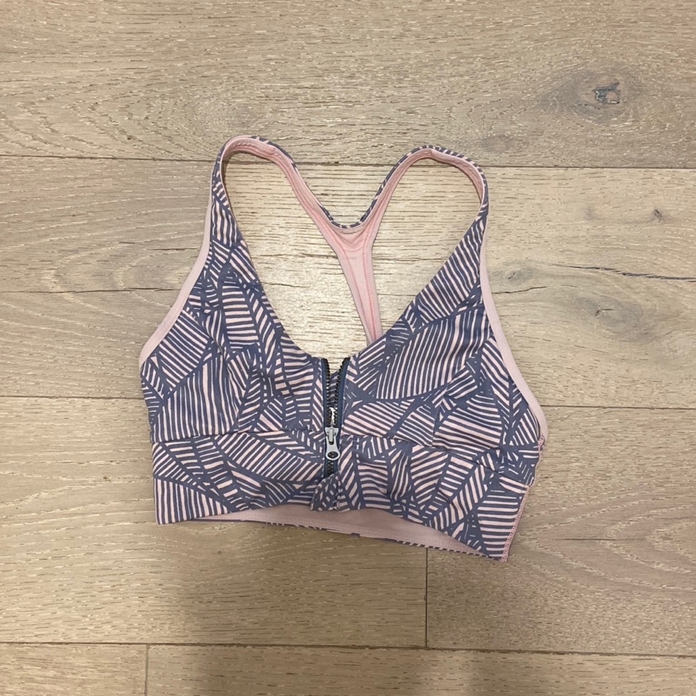 Cute pink and grey front zip bra from LuluLemon